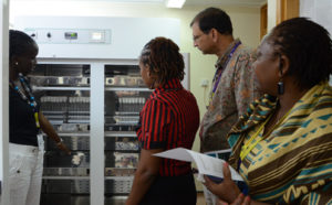 Laboratory Manager Mercy Nyambura presenting the new laboratory.