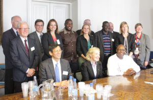 The meeting took place in the Ministry of Agriculture and Forestry of Finland on Friday 11 September. On the first row from left to right Dr. Shenggen Fan from IFPRI, Dr. Jaana Husu-Kallio from the Ministry of Agriculture and Forestry and Dr. Yemi Akinbamijo from FARA.