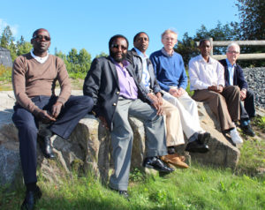 The group in Jokioinen (from left) Geoffrey Ogutu, David Gikungu, Samuel Machua, Timo Kaukoranta, Peter Wambugu and Hannu Korhonen.